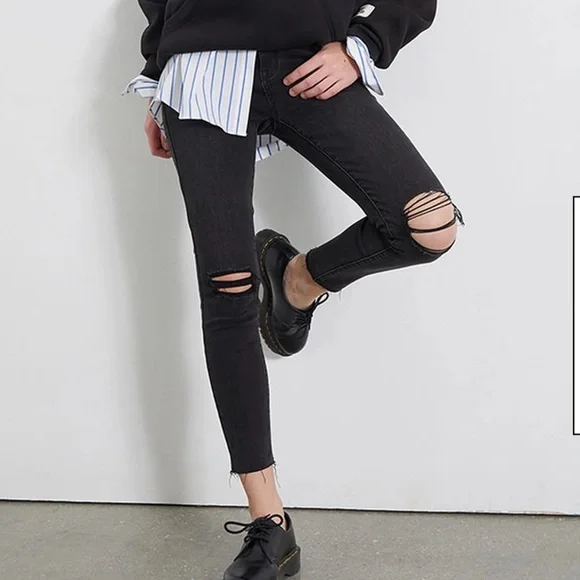 PacSun High Rise Jegging Distressed Denim Jeans Washed Black 26 - Picture 2 of 13